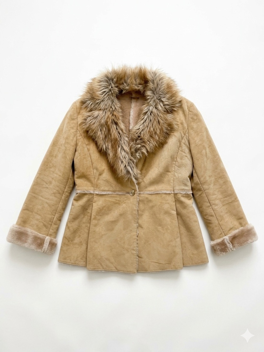 SZ M GUESS Y2k VINTAGE leather FAUX FUR JACKET